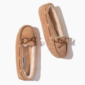Minnetonka Cally Suede Moccasin Plush Lined Slippers - Cinnamon | Size 7